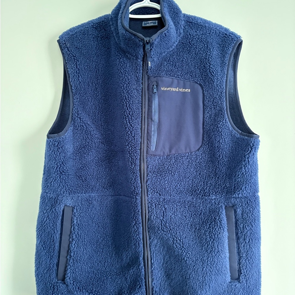 Vineyard Vines Men's Deep Blue Sherpa Fleece Vest